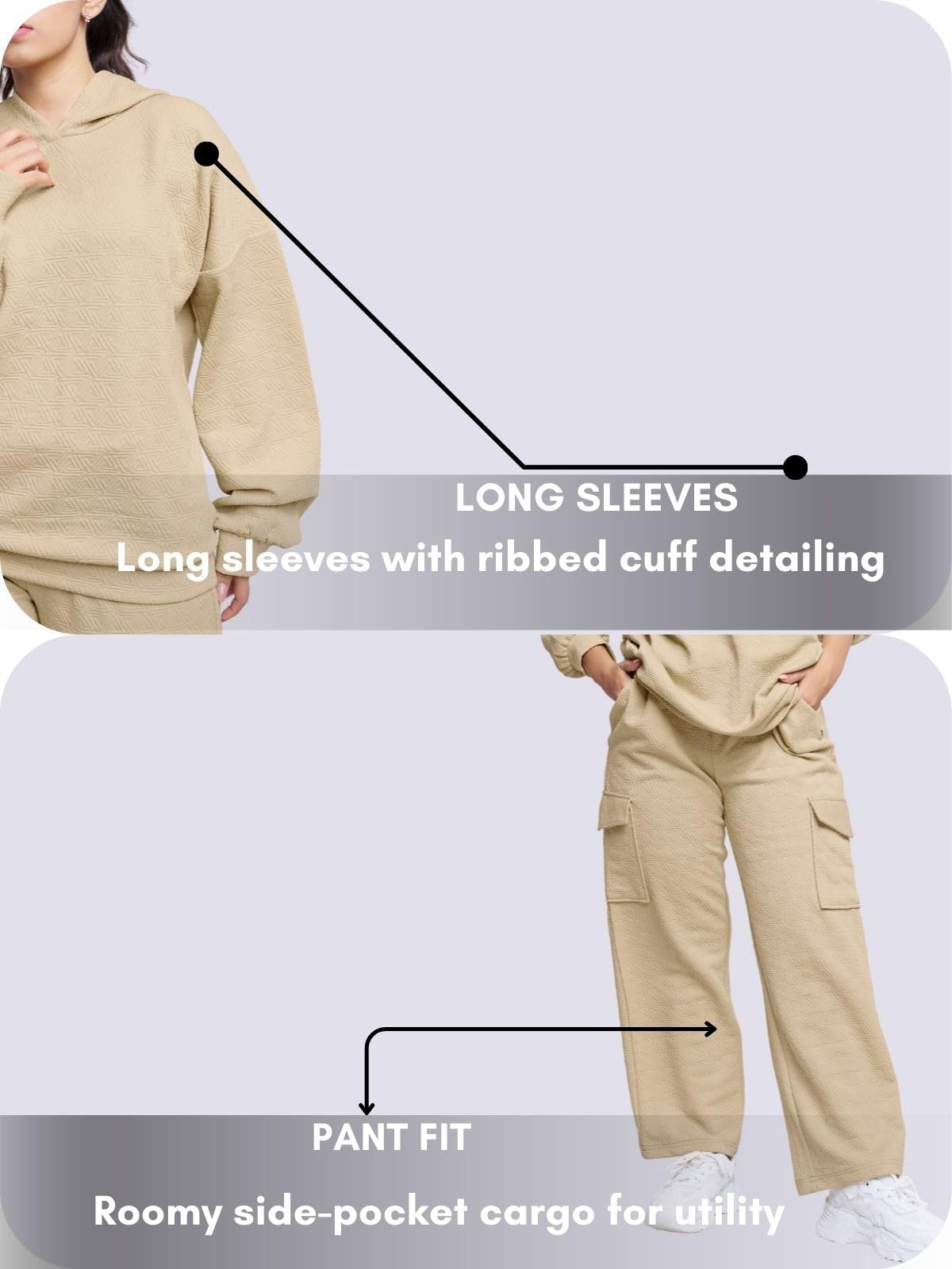 GRECIILOOKS Elegante sudadera con capucha y pantalones cálidos para mujer, conjunto de vestido de invierno, ropa informal para viajes y relajación