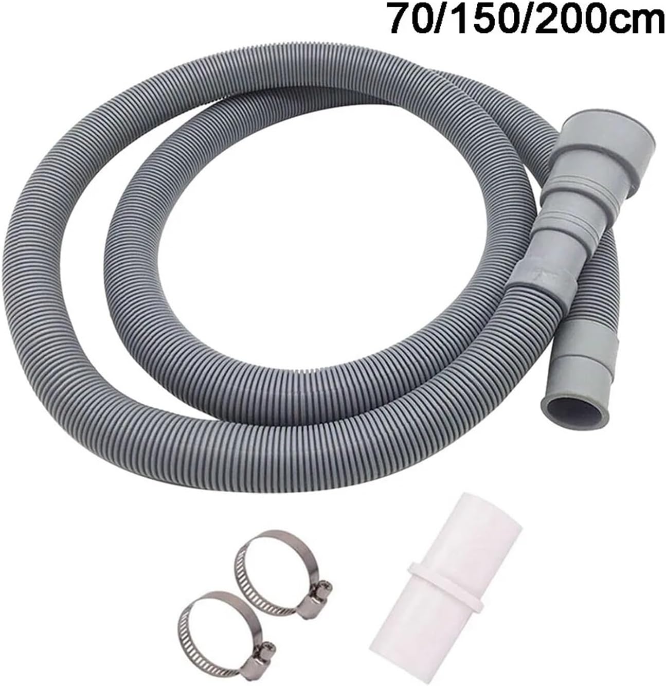 70/150/200cm Drain Pipe Washing Machine Dishwasher Drain Waste Hose Extension Pipe With Hose Clamps Set Wash Machine Accesories(200CM)