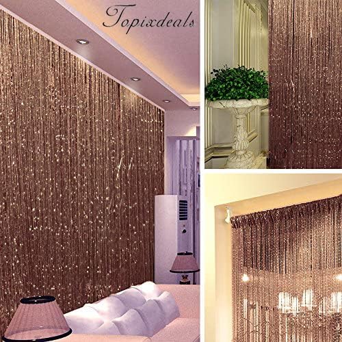 Topixdeals 37.4x76.7 Inch Rare Flat Silver Ribbon Door String Curtain Thread Fringe Window Panel Room Divider Cute Strip Tassel Party Events - Image 3