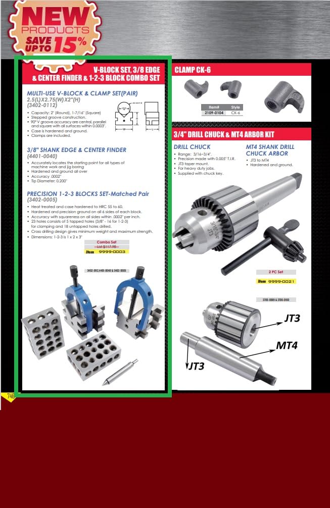 Hhip 3402 – 0112 mulit-use v-blocks & morsetti set, 6,3 x 7 x 5,1 cm