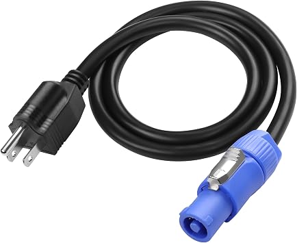 XMSJSIY 3-Prong NEMA 5-15P to PowerCON AC Power Cable Cord 20A 3 Pin PowerCon Input Male Connector to NEMA 5-15P Male Extension Power Wire 16AWG for Outdoor Stage Light LED Screen-1M/3.2FT