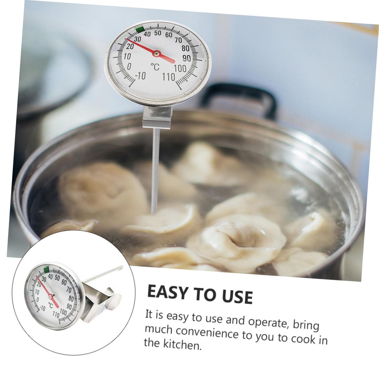 Cabilock 1set Probe Thermometer Dual Kitchen Temperature Gauge for Coffee and Meat Instant Read Includes Clip