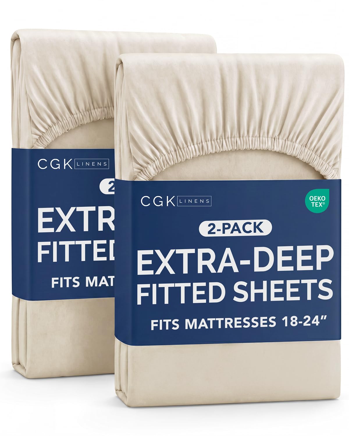 CGK Linens 2 Pack Extra Deep Twin XL Fitted Sheets - Wheat