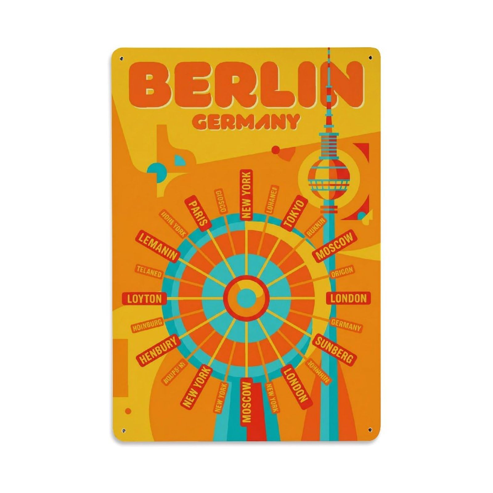 Gead 8X12inch Style Vintage Travel Berlin Germany Perfection Metal Tin Sign