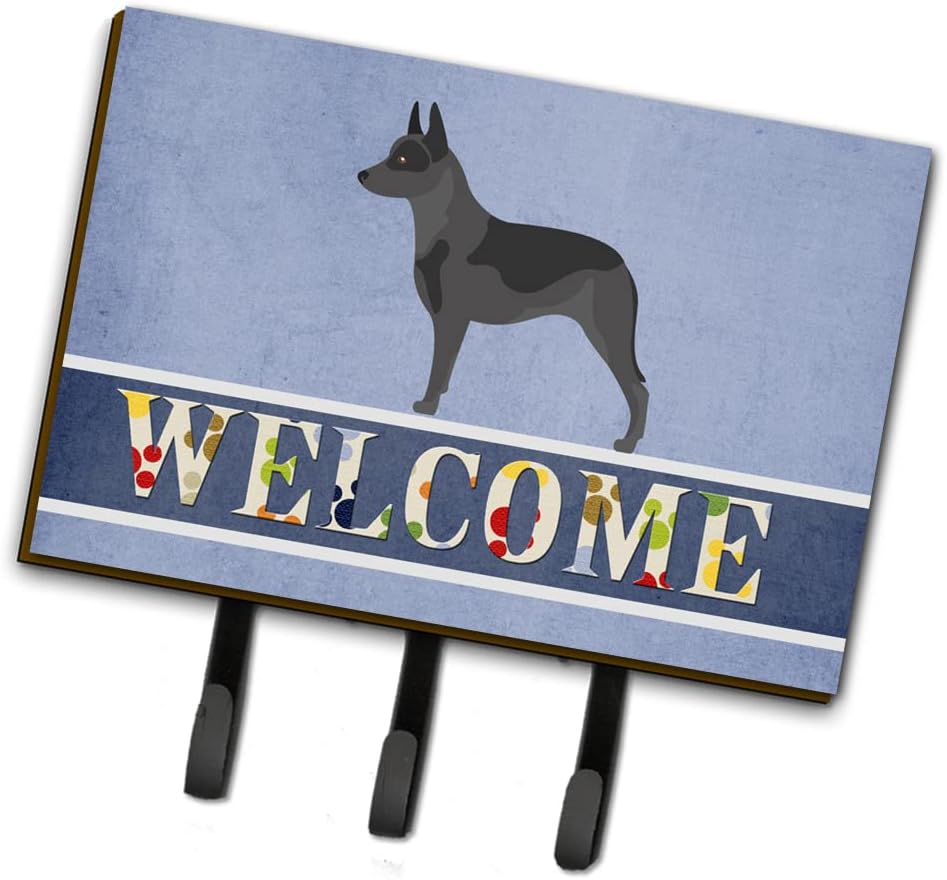 Caroline's Treasures BB8289TH68 Australian Cattle Dog Welcome Leash or Key Holder, Blue, Wall Hooks, Key Hooks Holder, Coat Rack Wall Mount, Coat Hooks, Hooks for Hanging Keys, Towels, Aprons, Leashes