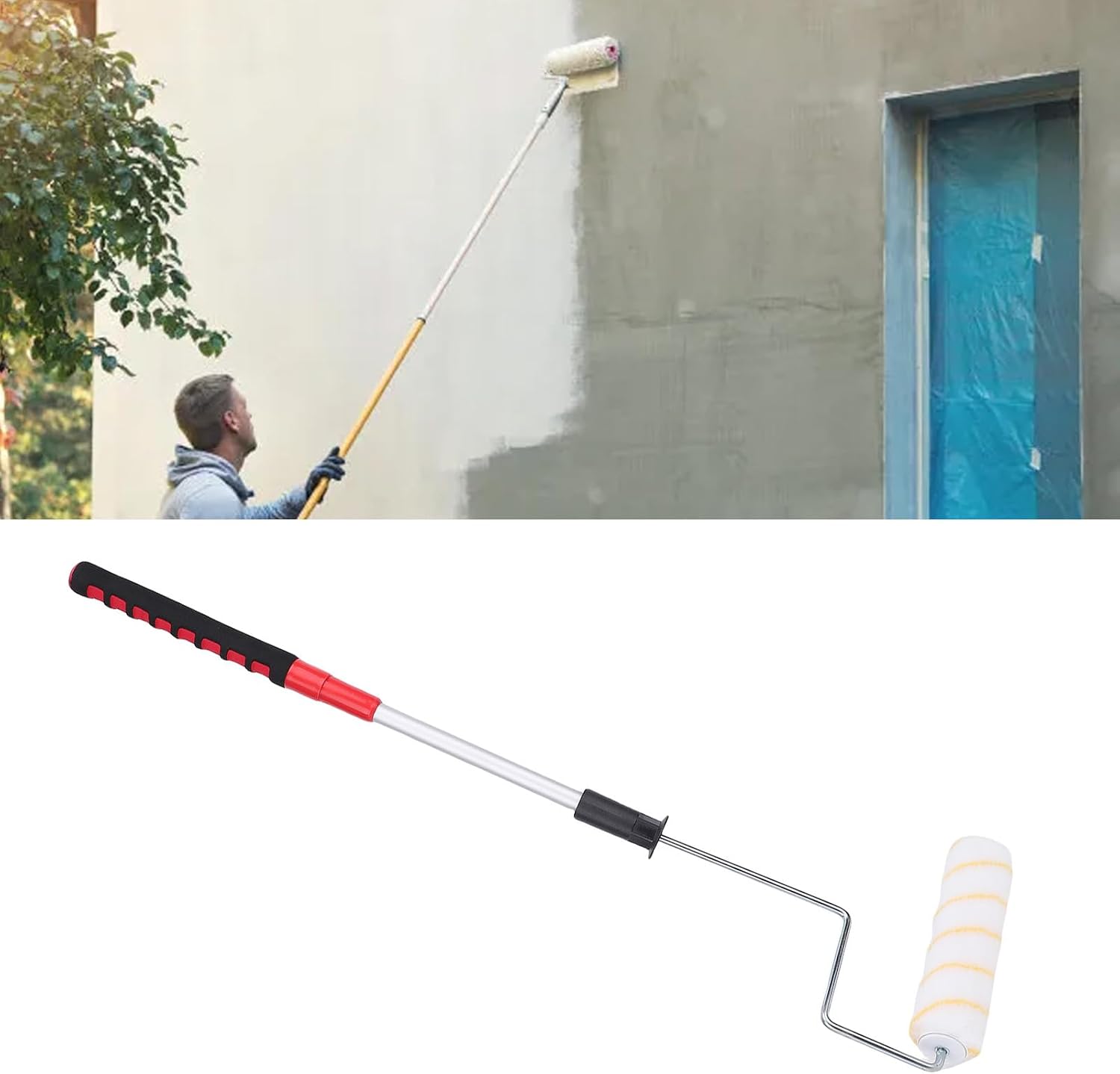 Paint Roller Kit, Household Wall Painting Tool with 9 Inch Telescopic Ergonomic Handle, Portable Adjustable Height Wall Painting Roller for Painting Walls and Ceilings