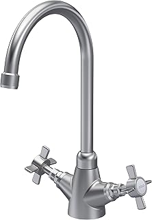 Traditional Mono Mixer Kitchen Tap with Crosshead Handles - Brushed Nickel