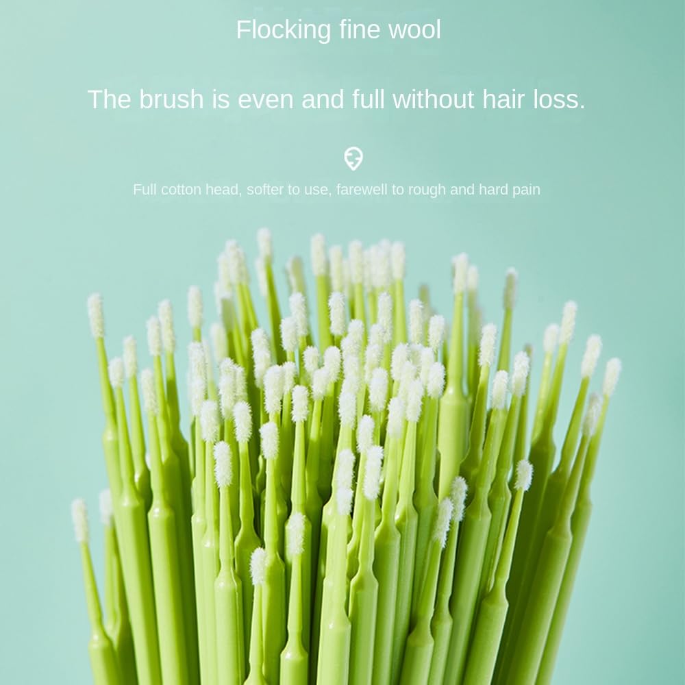 Micro Swabs for Eyelash Extension, Makeup Cotton Swabs Microswabs, Cotton Swabs with Flocked Heads, 90 * 3.7mm - 100 Pcs