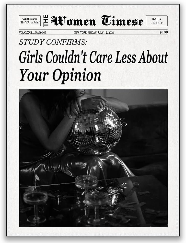 Generic Trendy Newspaper Print Black and White Wall Art