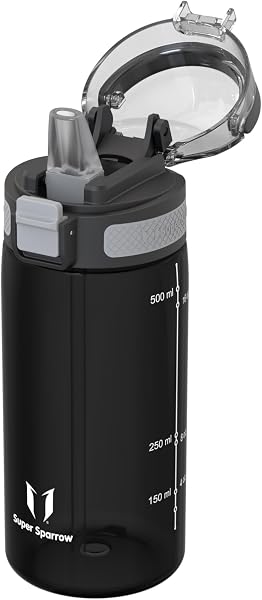 Super Sparrow Gourde avec Paille - TouchSip Bouteille d'eau - 500ml/750ml/1L - Tritan Sans BPA - Idéale pour le Sport, l’École et les Activités en Plein Air - 1