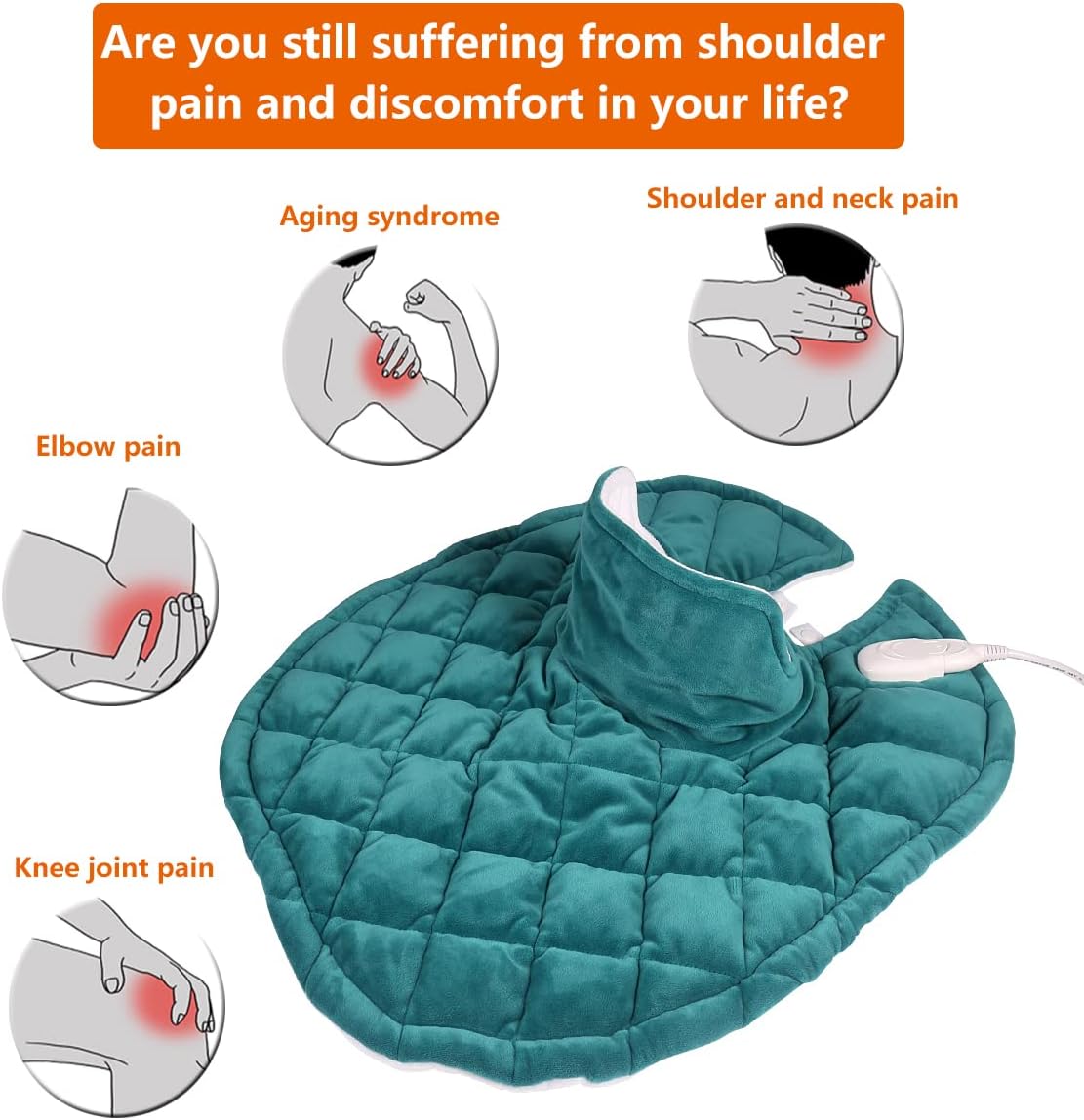 Heating Pad for Shoulder and Back Pain Relief, Rapid Heating Pad with 6 Heat Setting and Auto-Off Function for Women and Men : Health & Household