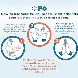 P6 Health Original Natural Anti-Nausea Relief Motion Car Sea Sickness Relief Wrist Bands for Adults (1 Pack, Pink)