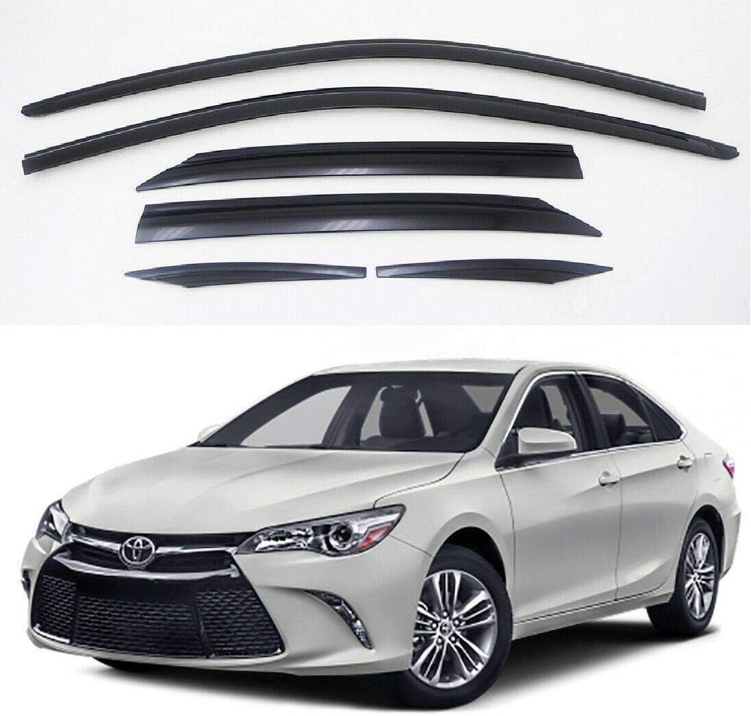 AUTOCLOVER Tape-On Rain Guards Window Visors 4 Pcs Set for Toyota Camry 2018 2019 2020 2021 2022 2023 2024 / Window Deflectors, Out-Channel Vent Shades (Smoked)