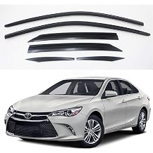 AUTOCLOVER Tape-On Rain Guards Window Visors 6 Pcs Set for Toyota Camry 2015 2016 2017 / Window Deflectors, Out-Channel Vent Shades Smoked