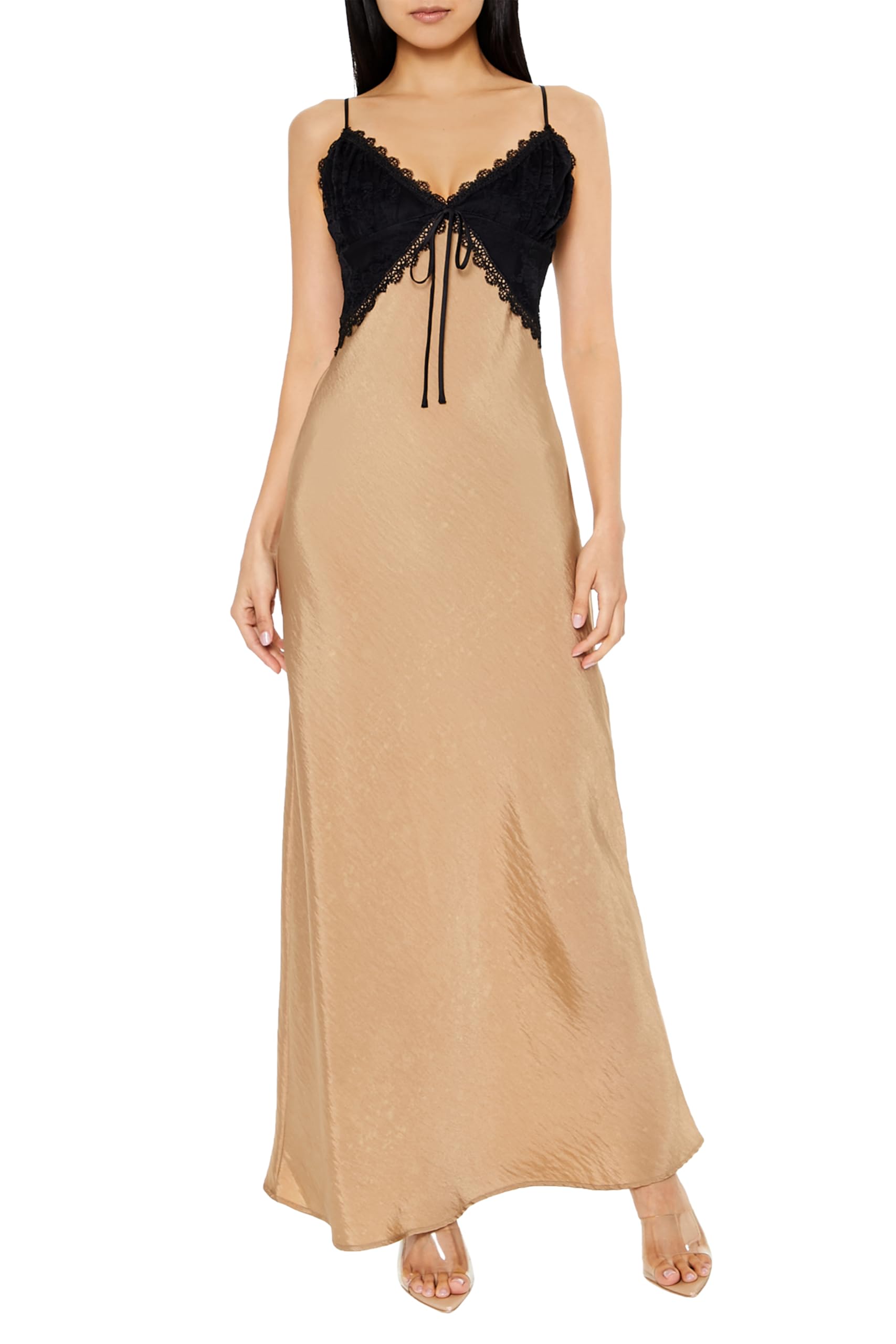Forever 21 Two-Tone Maxi Slip Dress Vestido Mujer (Pack de 1)