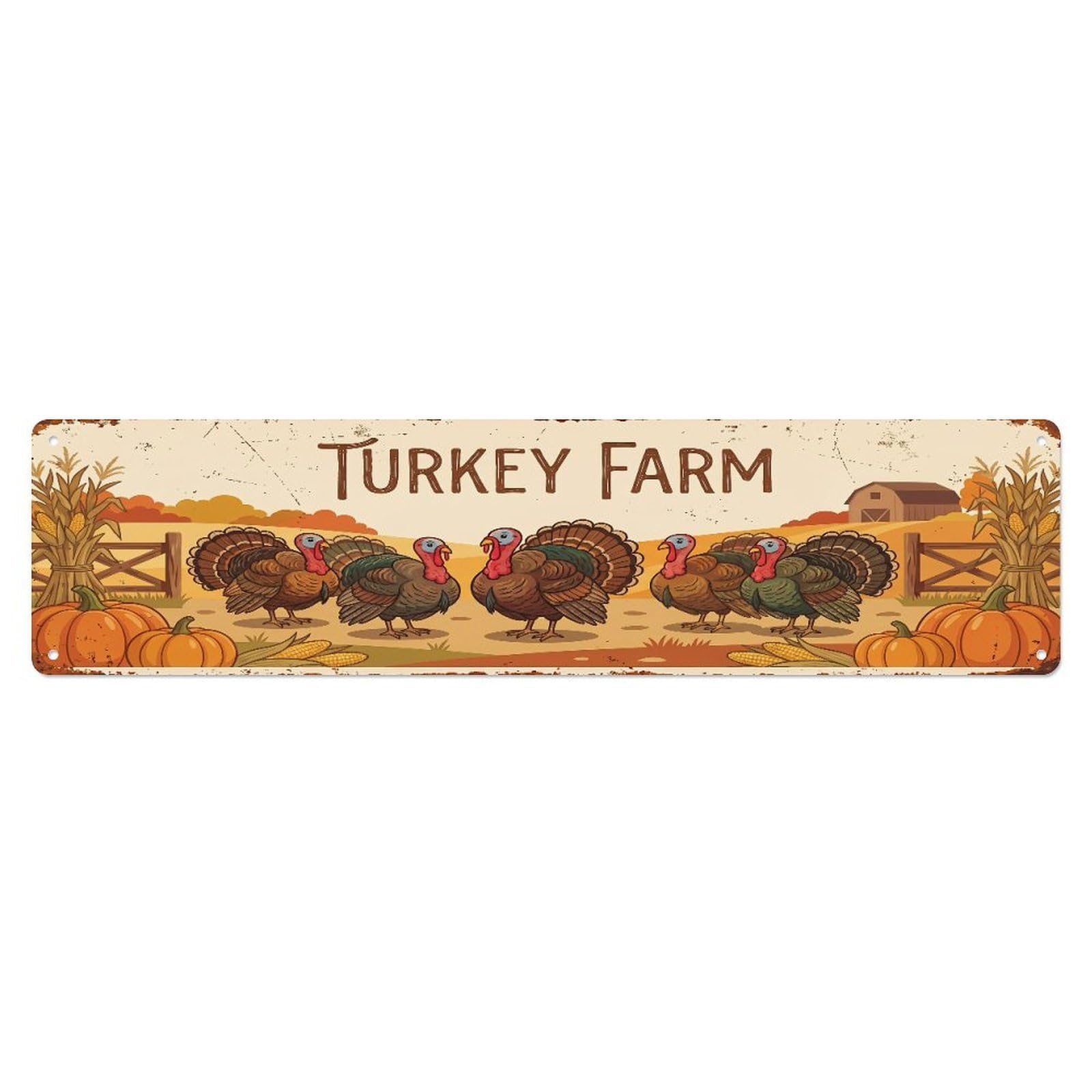 Metal Tin Sign Vintage Turkey Farm Scene Turkey Farm