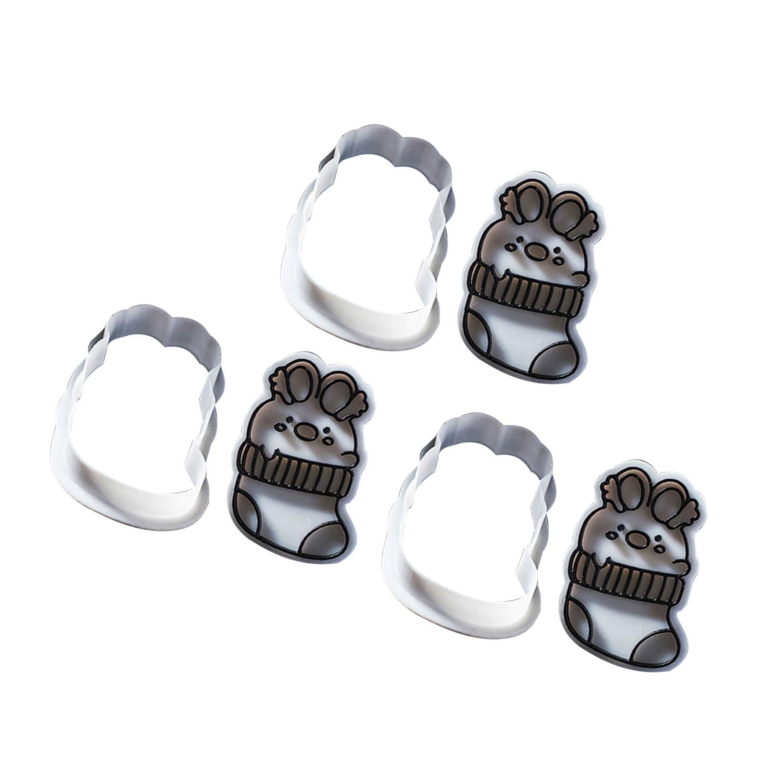 Buxuaaaa 3pcs Christmas Rabbits Cookie Stamp Silicone Rabbits Cookie Molds Biscuits Stamp for Christmas Baking and Parties Family Kitchen Gadgets