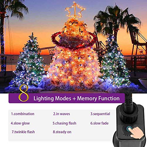 Yasenn 300Led 99Ft Christmas String Lights Plug In,Fairy Lights 8 Lighting Modes For Garden Tree Patio Porch Decorations(Warm White Led Black Cable) #TOP4