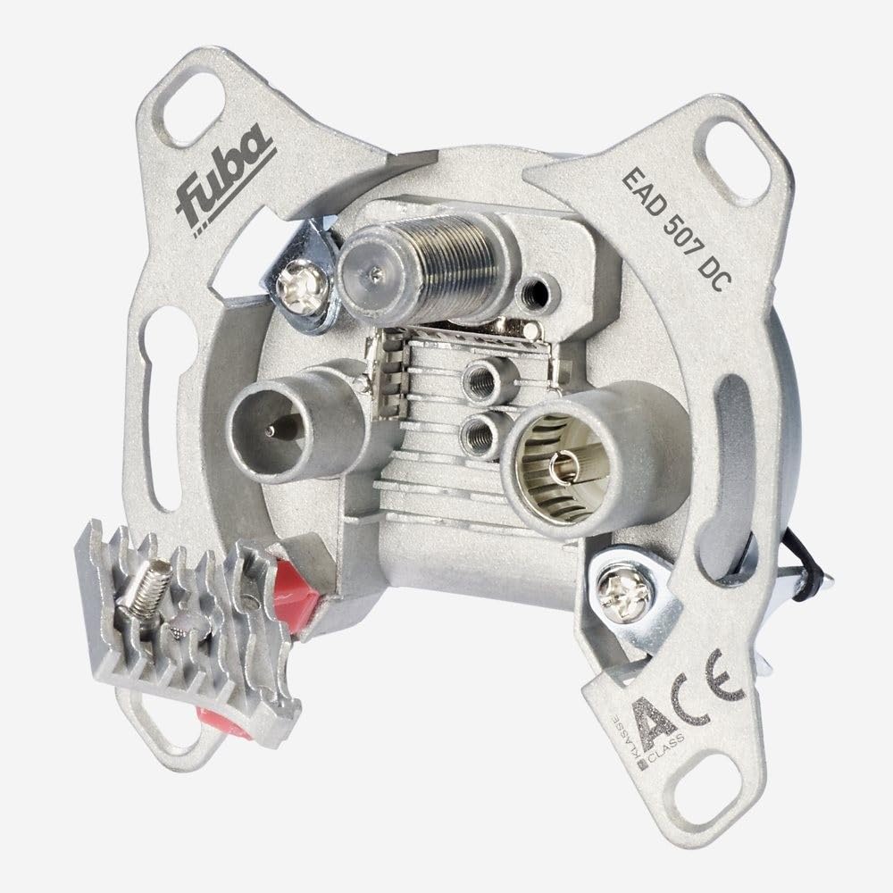 Fuba EAD 507 DC Antennendose 3-Loch - SAT Kabelfernsehen DVB-T Radio - Unicable-tauglich - Unterputz Antennensteckdose Enddose rückkanaltauglich (5-2200 MHz, DC-Pass, F-Buchse/IEC-Stecker/IEC-Buchse)