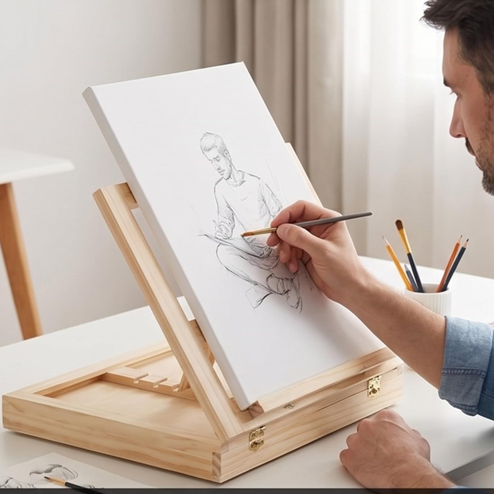 Künstler Staffelei, stabile, klappbare Holz Staffeleien, ideal Skizzieren Freien und Studio, faltbare Mal Staffelei, faltbare Holz Mal Skizze