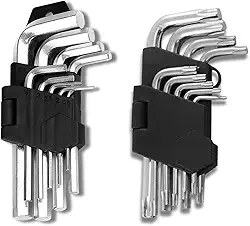 CWK Kit 18 Peças Jogo Chave Torx e Allen Curta T10 a T50 de Precisão em Aço Temperado para Manutenção Automotiva, Bicicleta, Moto, Oficina e Reparos