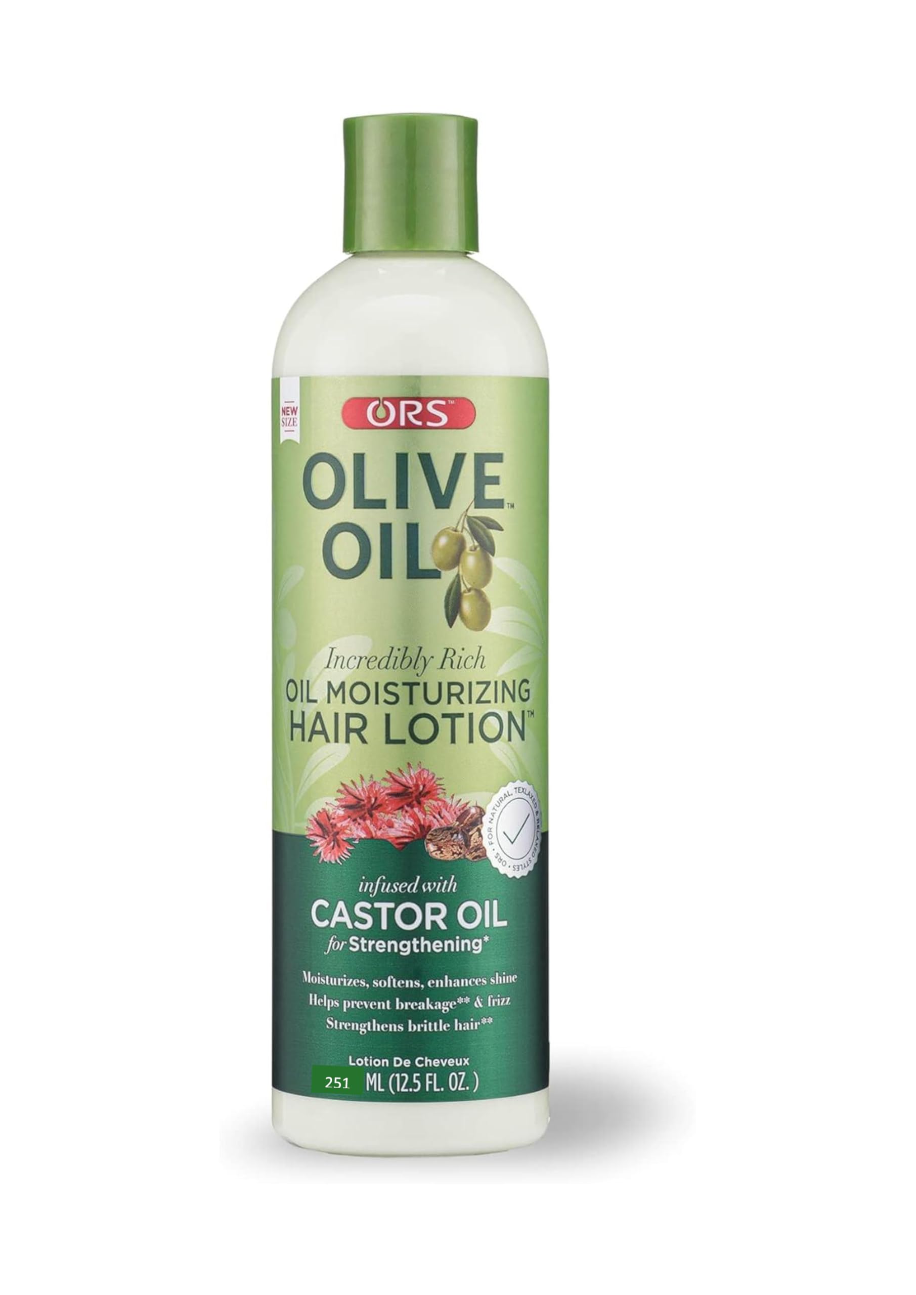 ORS Olive Oil Moisturizing Lotion 251 ml - Arricchita con Olio di Cocco, Cartamo e Ricino per Idratazione e Crescita, Rinforza le Radici e previene la Rottura dei Capelli
