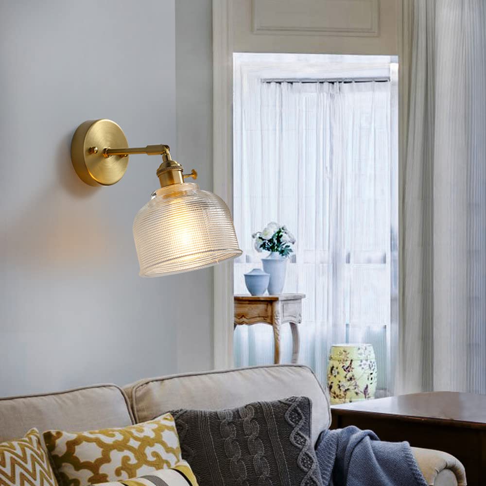 Olskfuh B Wall Lamp, Gold V-Intage Glass Wall Sconce In Rushed Rass Finish Athroom Vanity Light Fixtures Over Mirror Ath Wall Light All Copper Edside Sconce,Indoor Wall Light,