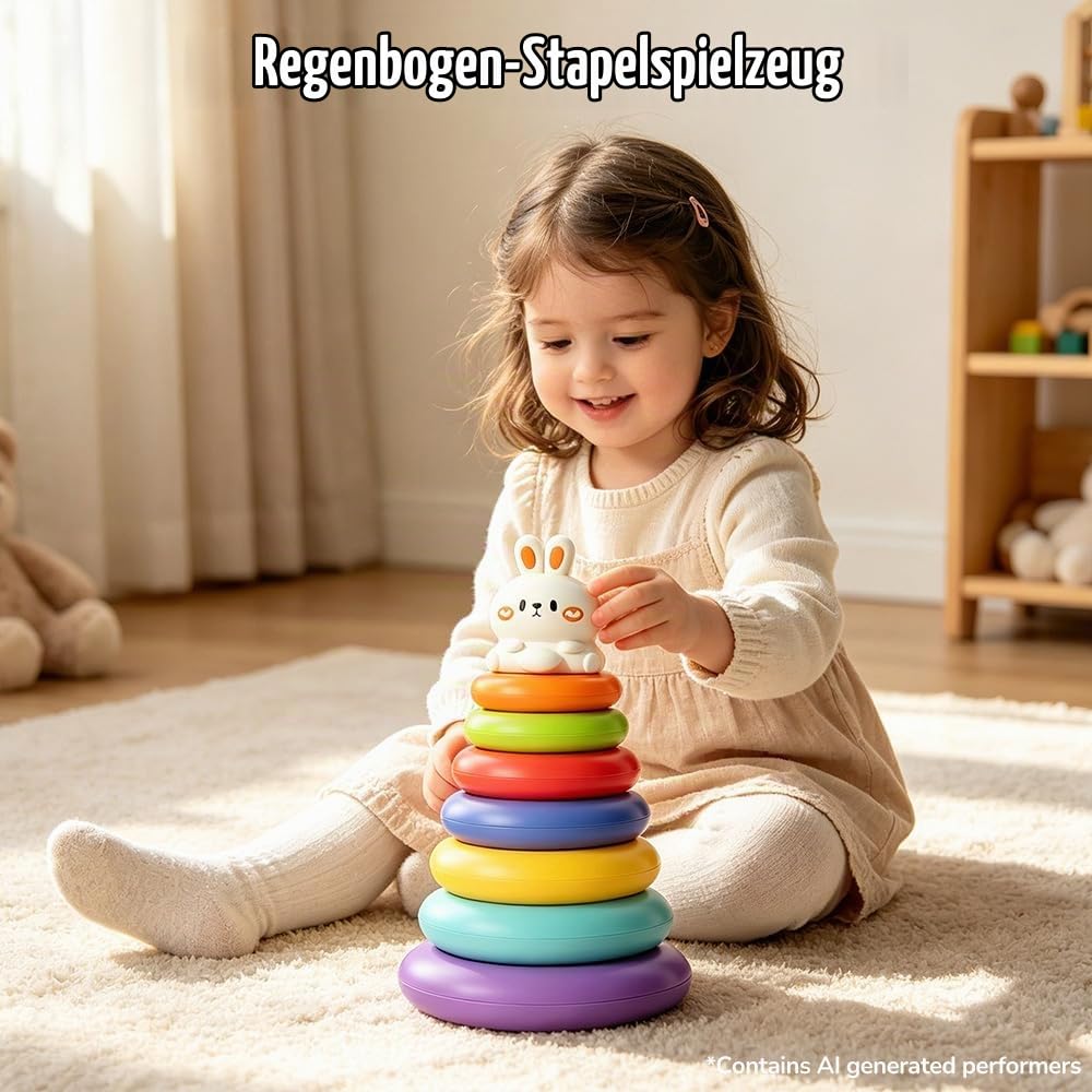 6 in 1 Spielzeug ab 1 Jahr, Montessori Spielzeug ab 1-2 Jahre Baby Spielzeug Kinder Spielzeug Lernspiele ab 1 2 3 Jahre, Geschenk Junge, Mädchen,Motorikspielzeug, Stapelspielzeug