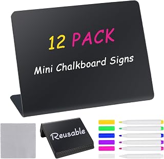 EOKOICA 12PCS Mini Chalkboard Signs 4x3 Inch Reusable Waterproof Food Labels for Party Buffets Weddings Birthdays