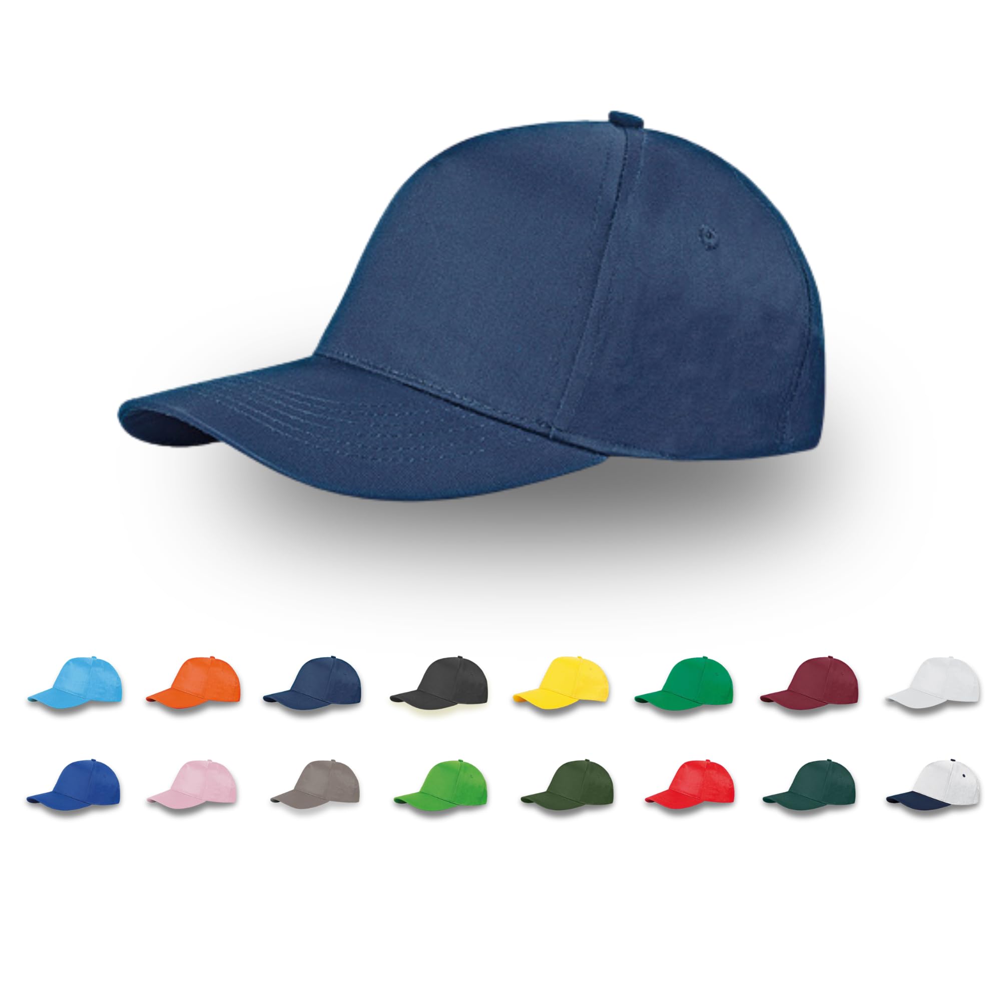 10/25/100/200 Cappelli Personalizzati Logo, Immagine e Testo - Cappellino 100% Cotone Stampa Foto - Cappello Uomo e Donna Visiera Baseball - Gadget Personalizzabili