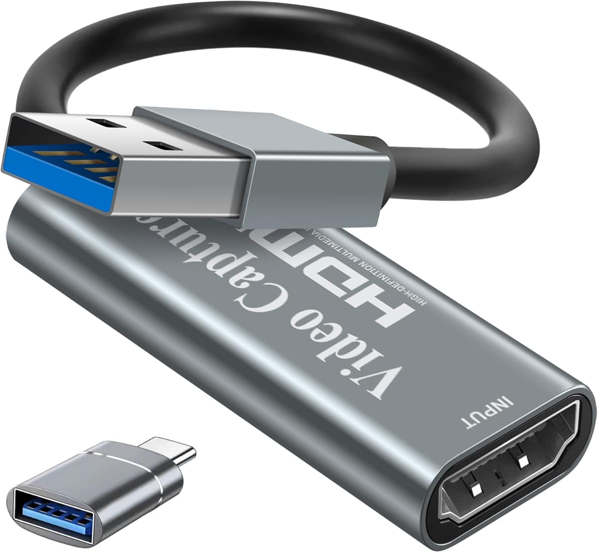 Papeaso Video Capture Cards, 4K HDMI to USB 3.0 Video Capture Device, 1080P HD 60fps Broadcast Live and Record Video Audio Grabber for Gaming, Streaming, Teaching, Video Conference (Silver)