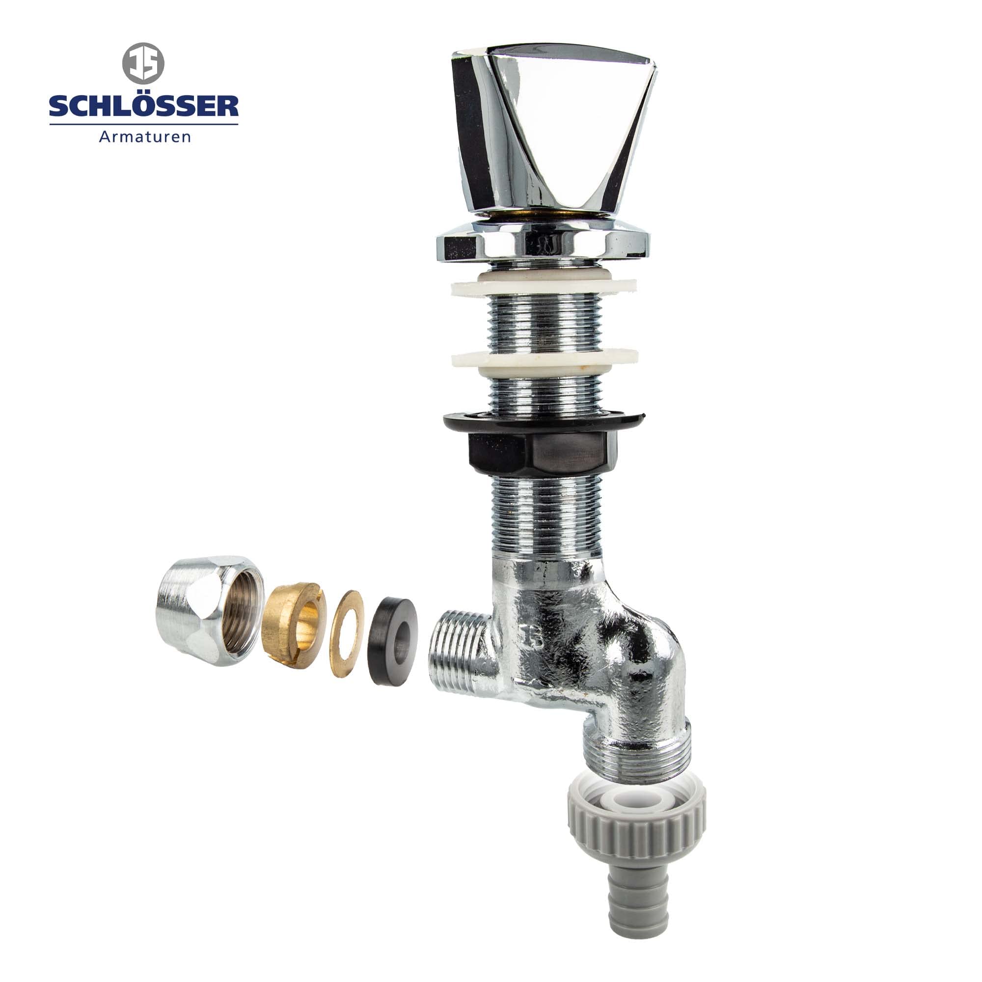 JS -22284 Under-sink Valve 1/2 Inch QV (10 mm) x 3/4 Outlet - Polished Chrome-Plated, 1/2 inch x 3/4 inch - Image 3