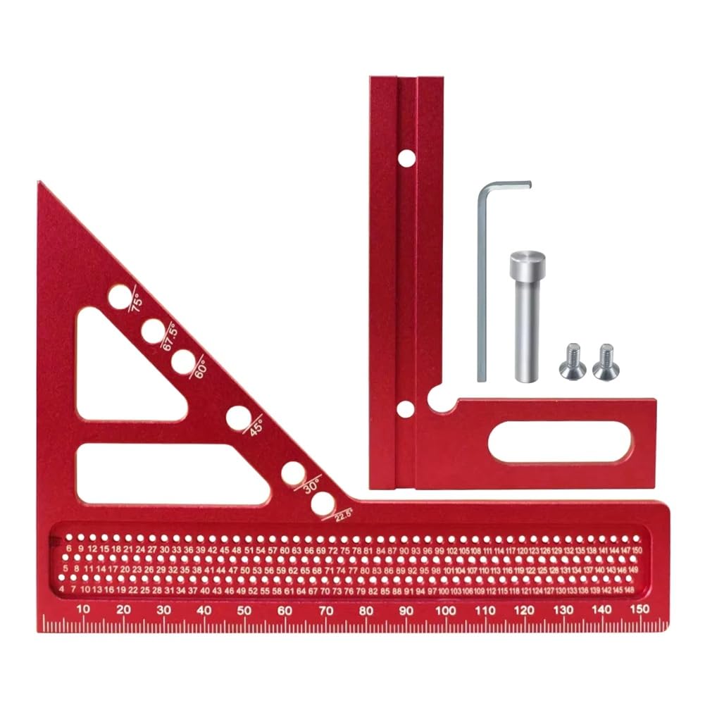 Littimoon Woodworking Triangular Hole Ruler with Angle Locating Pin and T-Marking Hole Multi-Angle Measuring Tool