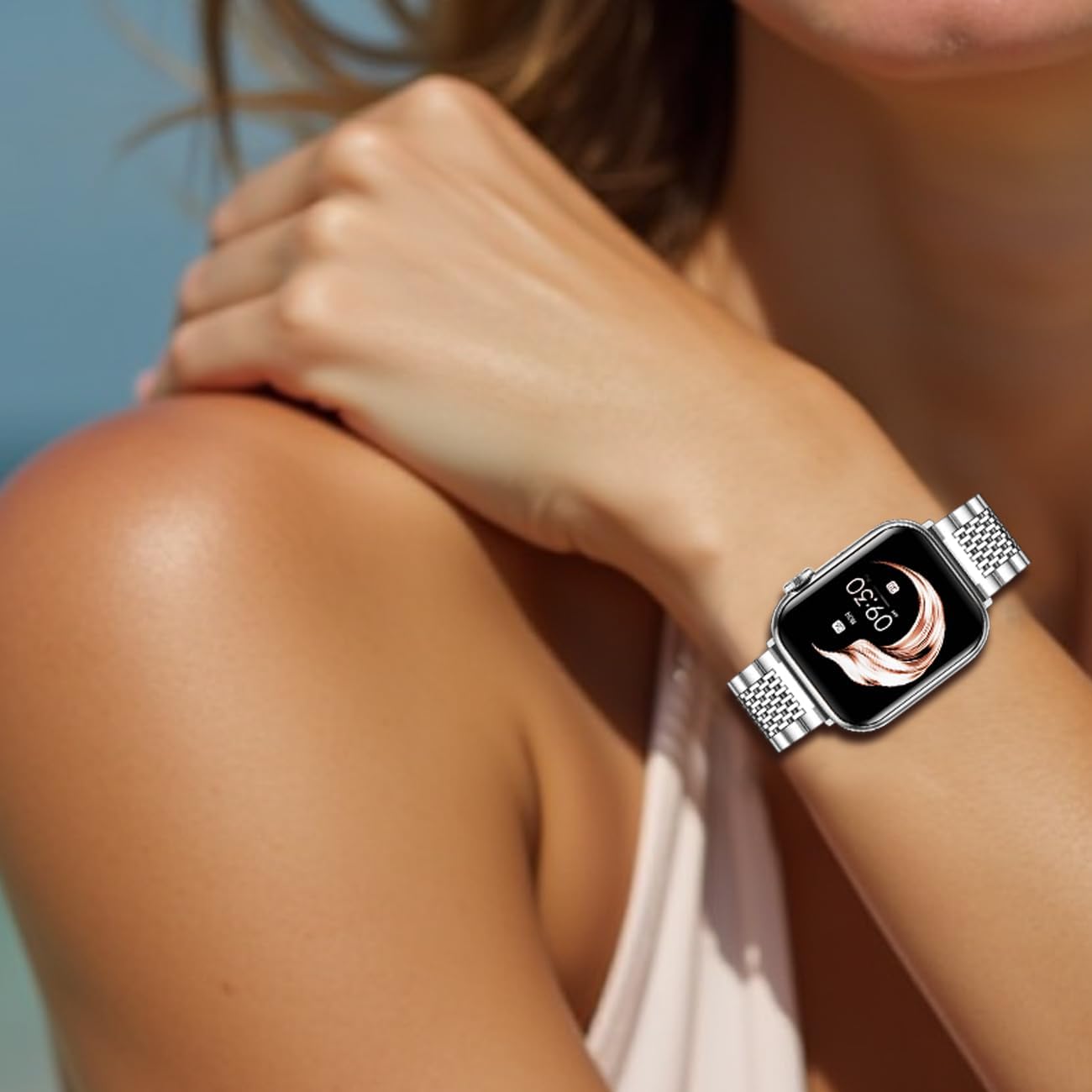 Solid Metal Bands Stainless Steel Apple Watch Band 38mm/40mm/41mm/42mm/44mm/45mm/49mm, Compatible for iWatch Series 10/9/8/7/6/SE/5/4/3/2/1 Ultra Brushed Polished Strap for Women Men