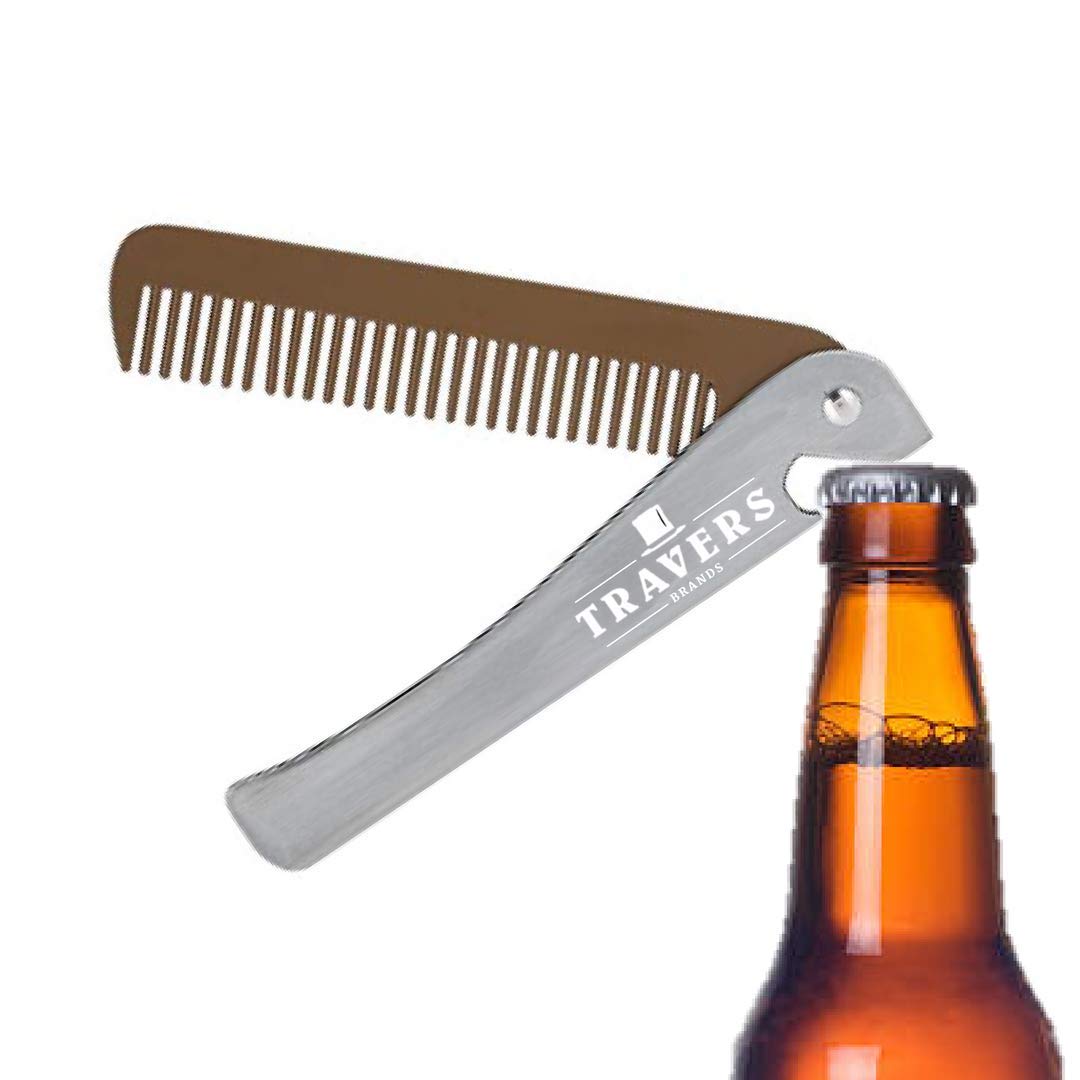 Travers Brands Folding Beard & Mustache Comb with Bottle