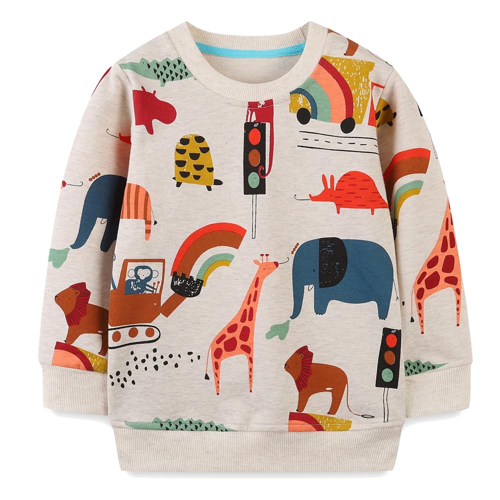 Popshion Toddler Boys Sweatshirt Cotton Lightweight Kids Winter Warm Sweater Crewneck Pullover Tops