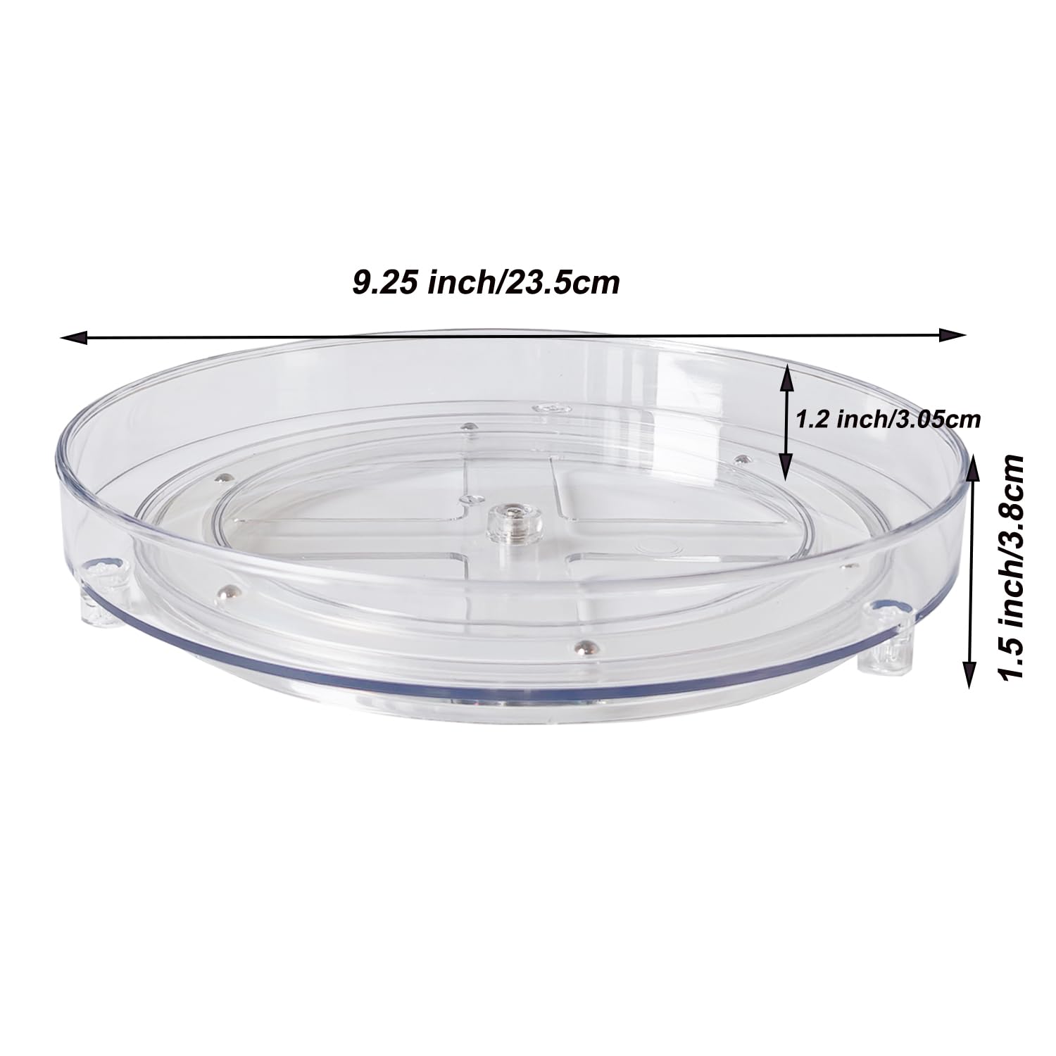 Lazy Susan Turntable Organizer, 9.25 inch Clear, 360° Rotating Storage for Makeup, Skincare, Kitchen, Pantry, Fridge, 2-Tier Space Saver (Clear, 9.25inch 1 Tier)