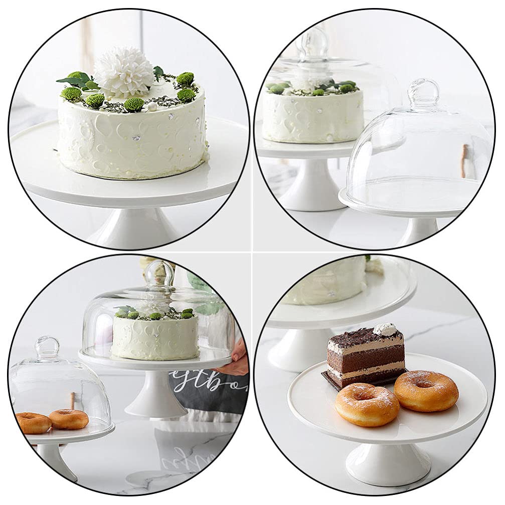 Cabilock Keramik Kuchenständer Mit Fuß 8.86 Zoll Dekorative Kuchenablage Für Desserts Gebäck Und Servieren Stabiler Tortenhalter Für Hochzeit Geburtstag Party Und Bankett Weiß