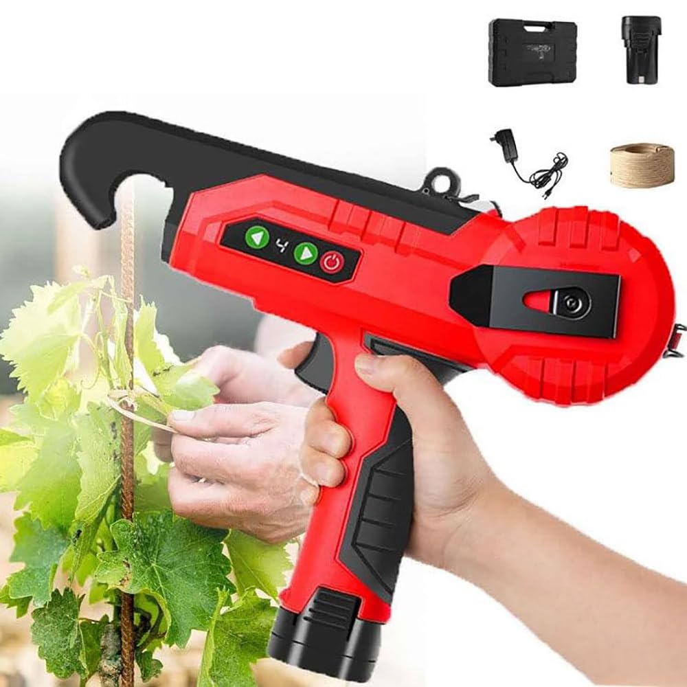 Máquina eléctrica para atar plantas, herramienta de encuadernación inalámbrica con funcionamiento rápido, incluye 2 baterías, equipo profesional de doblado de plantas para jardinería eficiente