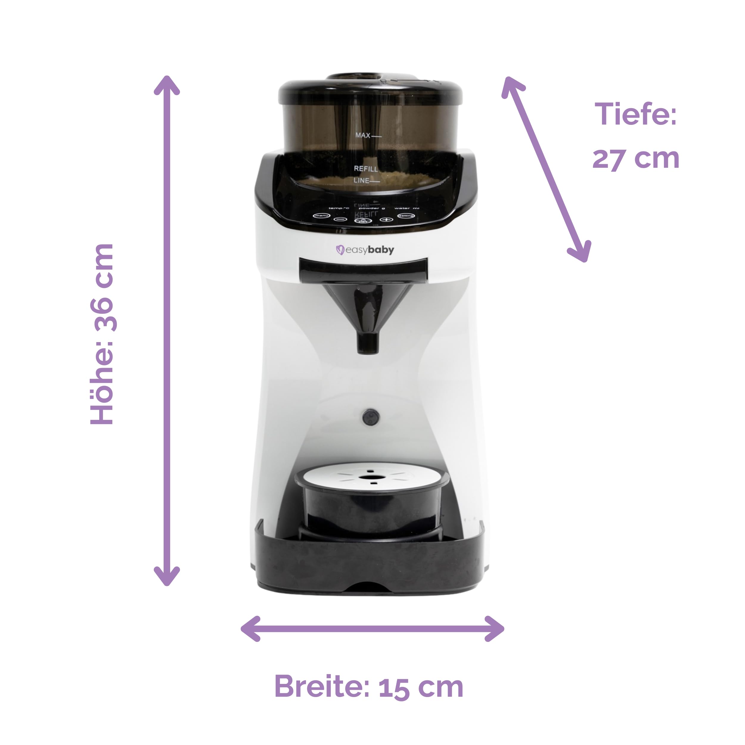 Easybaby Milk Maker - Automatischer Flaschenzubereiter - die Perfekte Babyflasche auf Knopfdruck, Flaschenwärmer, Bedienung mit dem Smartphone