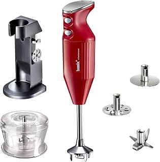 bamix M200 Deluxe C3 - Batidora de mano (incluye cuchillo, batidor, vaso, soporte, 200 W, 2 niveles, acero inoxidable, fabricado en Suiza), color rojo