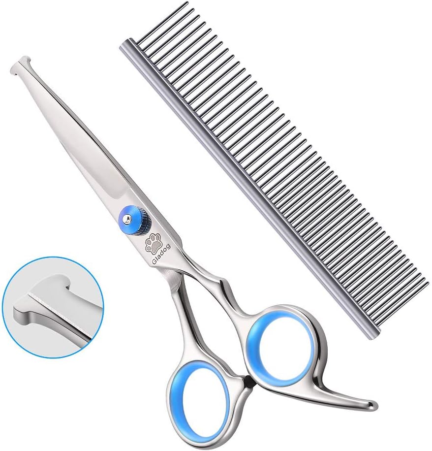 GLADOG Professional Dog Grooming Scissor with Safety Round Tips, Stainless Steel Pet Combs with Sharp and Durable Dog Scissors, Premium…