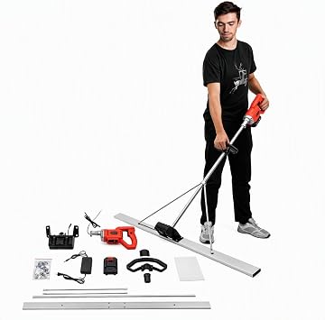 Concrete Power Screed, Commercial Vibratory Screed 4.9ft Board Straight Edge Bar Set Concrete Vibrating Tool Cement Finishing Vibrating Machine High Efficient Concrete Tools 6000RPM