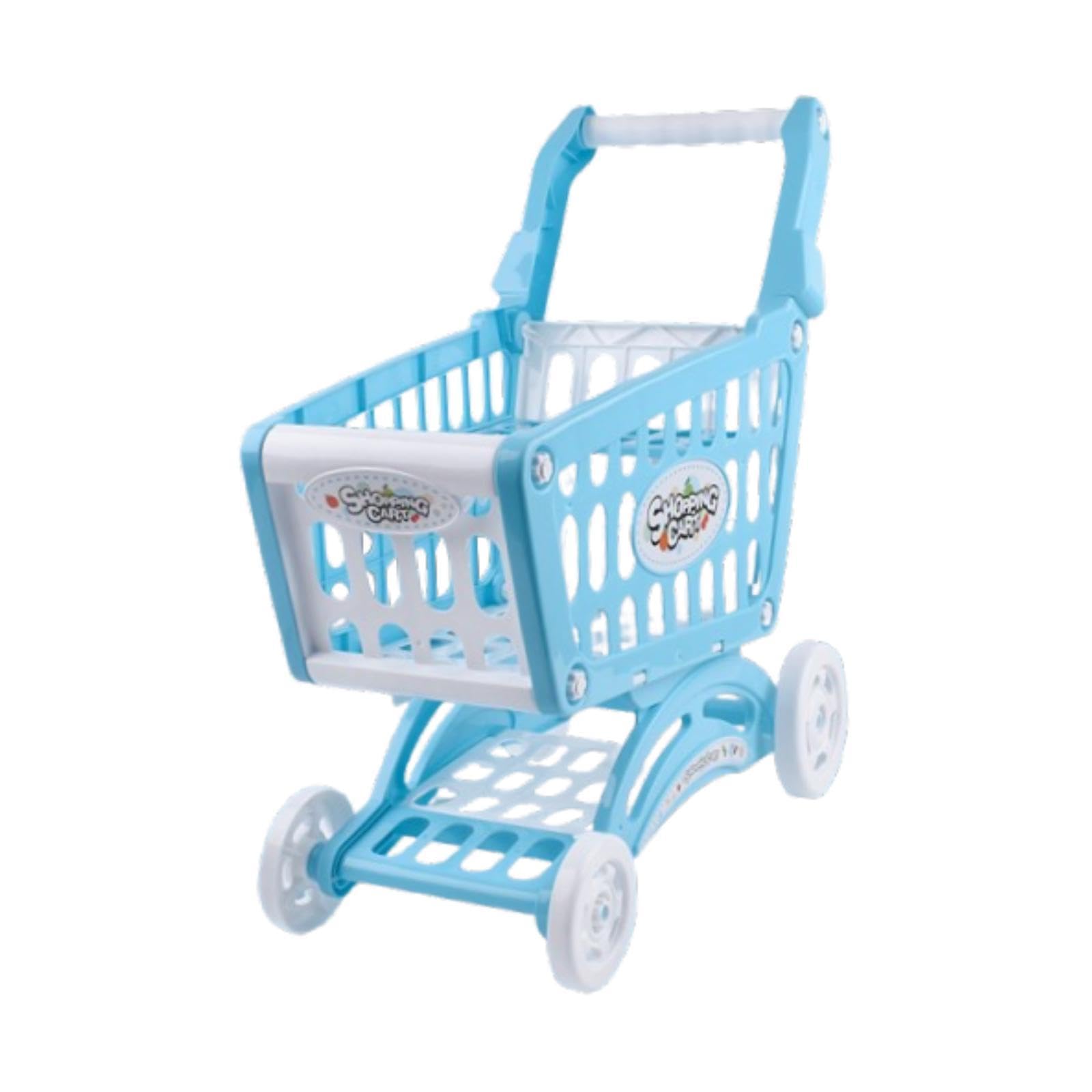 Carrito de Compras para Niños Juguete Carrito Supermercado Juego de Simulación Alimentación Interactiva Material PP Apto para Juegos de rol Educativos, Azul