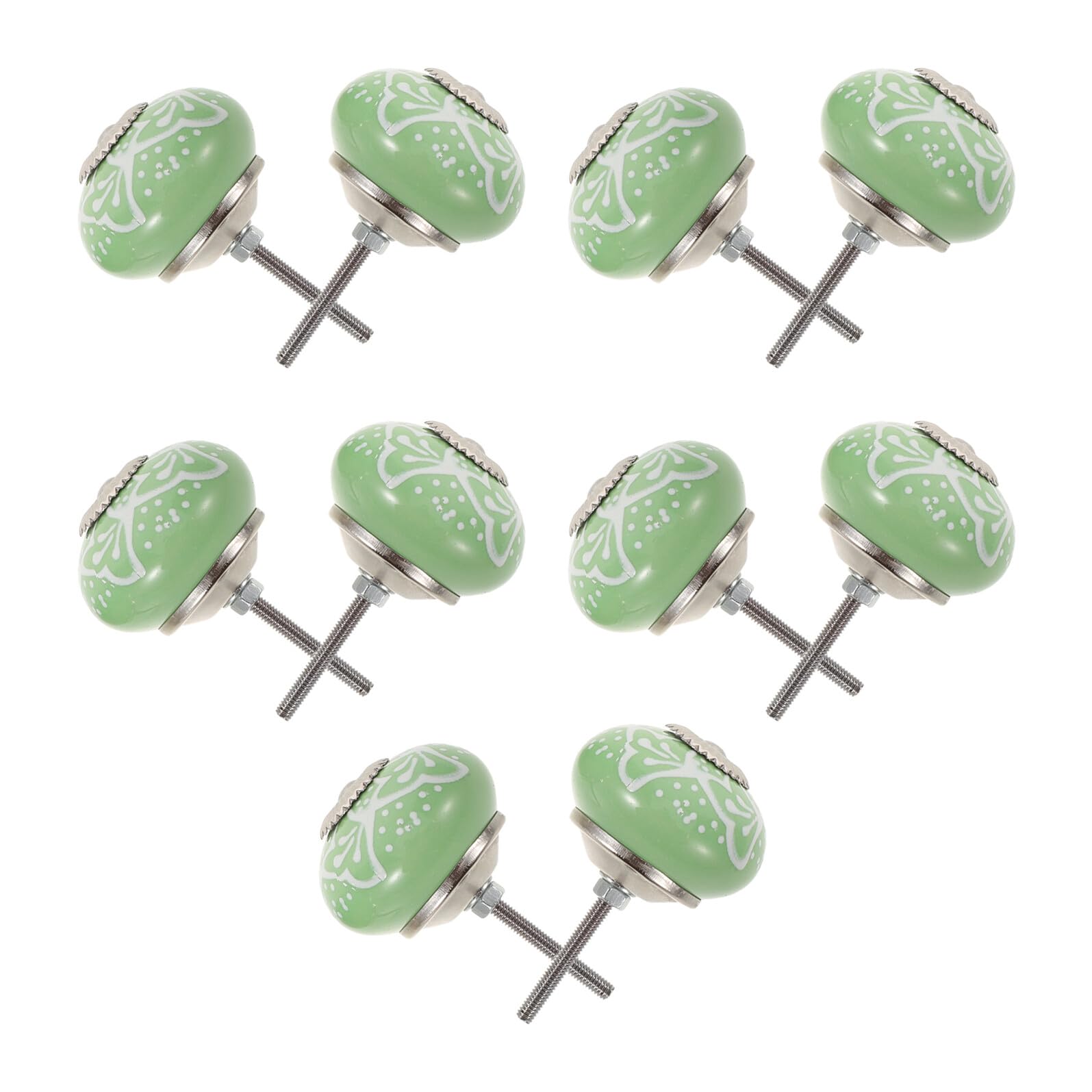 LIFKOME 10 Pezzi Set da 10 Pomelli Rotondi in Ceramica Verde per Mobili, Manopole Decorative per Cassetti, Armadi e Cassettiere, con Viti Incluse, per Cucina e Arredamento Casa