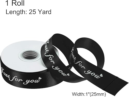 Miniatura 2 de MECCANIXITY Cinta de satén de 1 pulgada de ancho Just for You, cinta de grogrén personalizada de San Valentín de 25 yardas para envolver regalos,