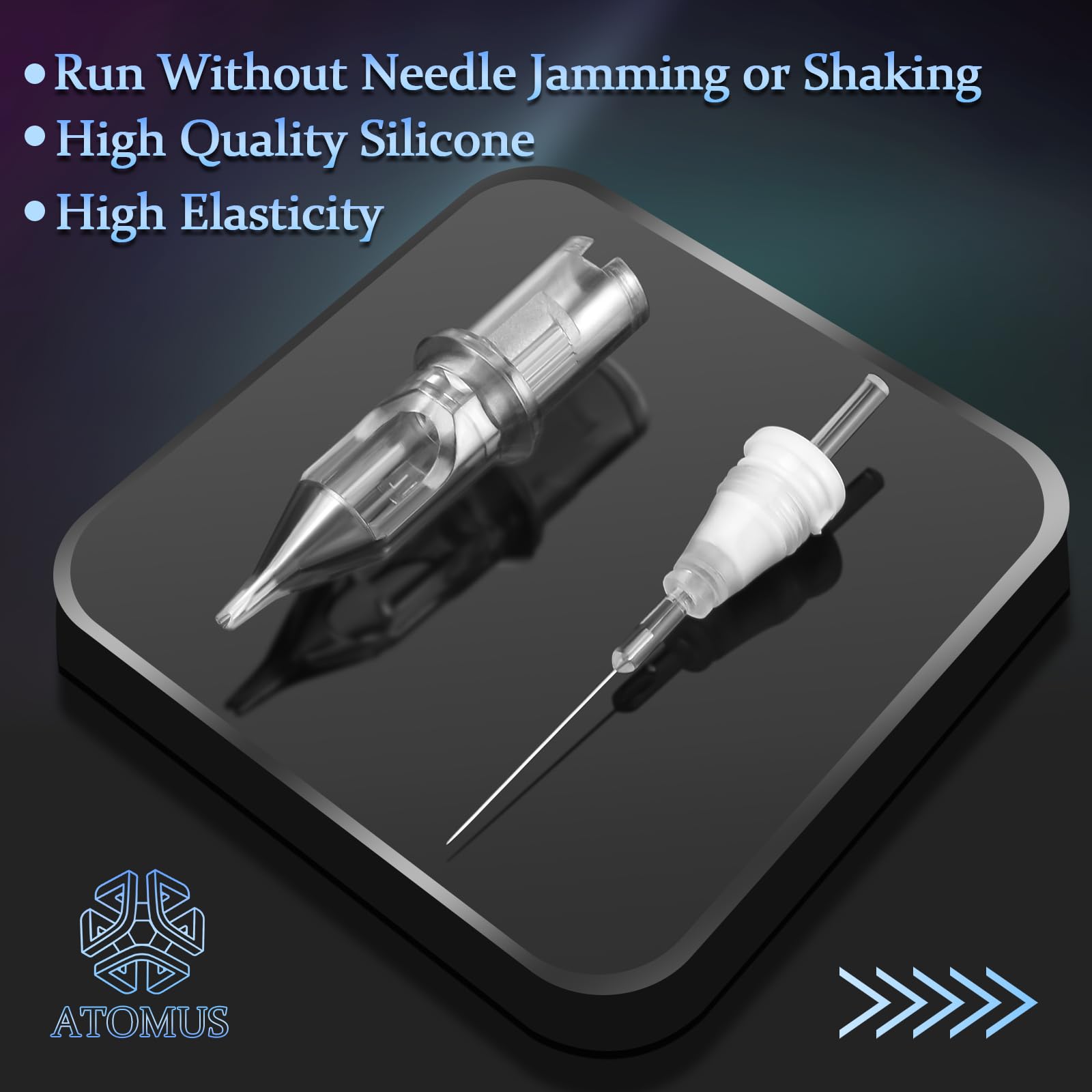 ATOMUS 20pcs Tattoo Cartridge Needles 1001RL with 20pcs Silicone Ink Cups for Tattoo Gun Pen Liner Pattern Permanent Eyebrow - Image 3