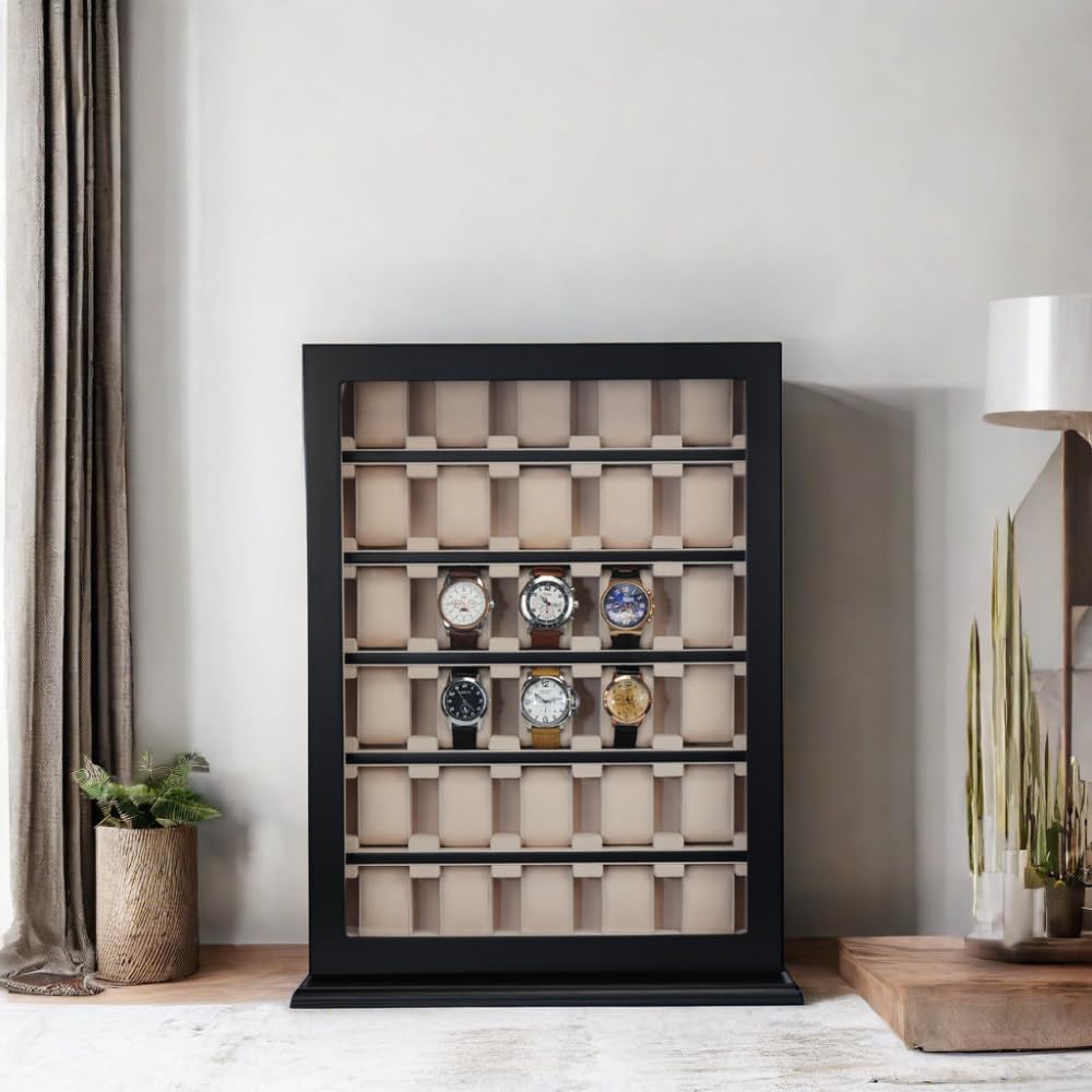 TIMELYBUYS Lot de 30 présentoirs muraux en bois noir pour montres surdimensionnées