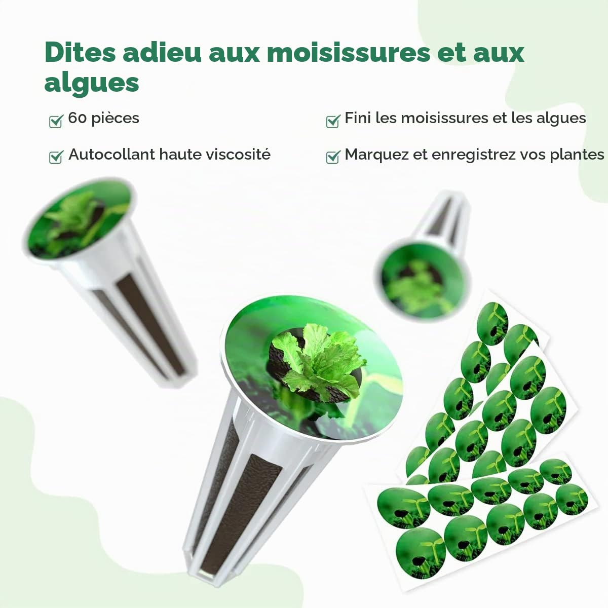 LetPot Kit de 172 capsules de semences, éponges de culture hydroponique, kit de culture hydroponique avec 60 éponges, 2 nutriments, 25 paniers, 60 autocollants, 25 dômes de germination