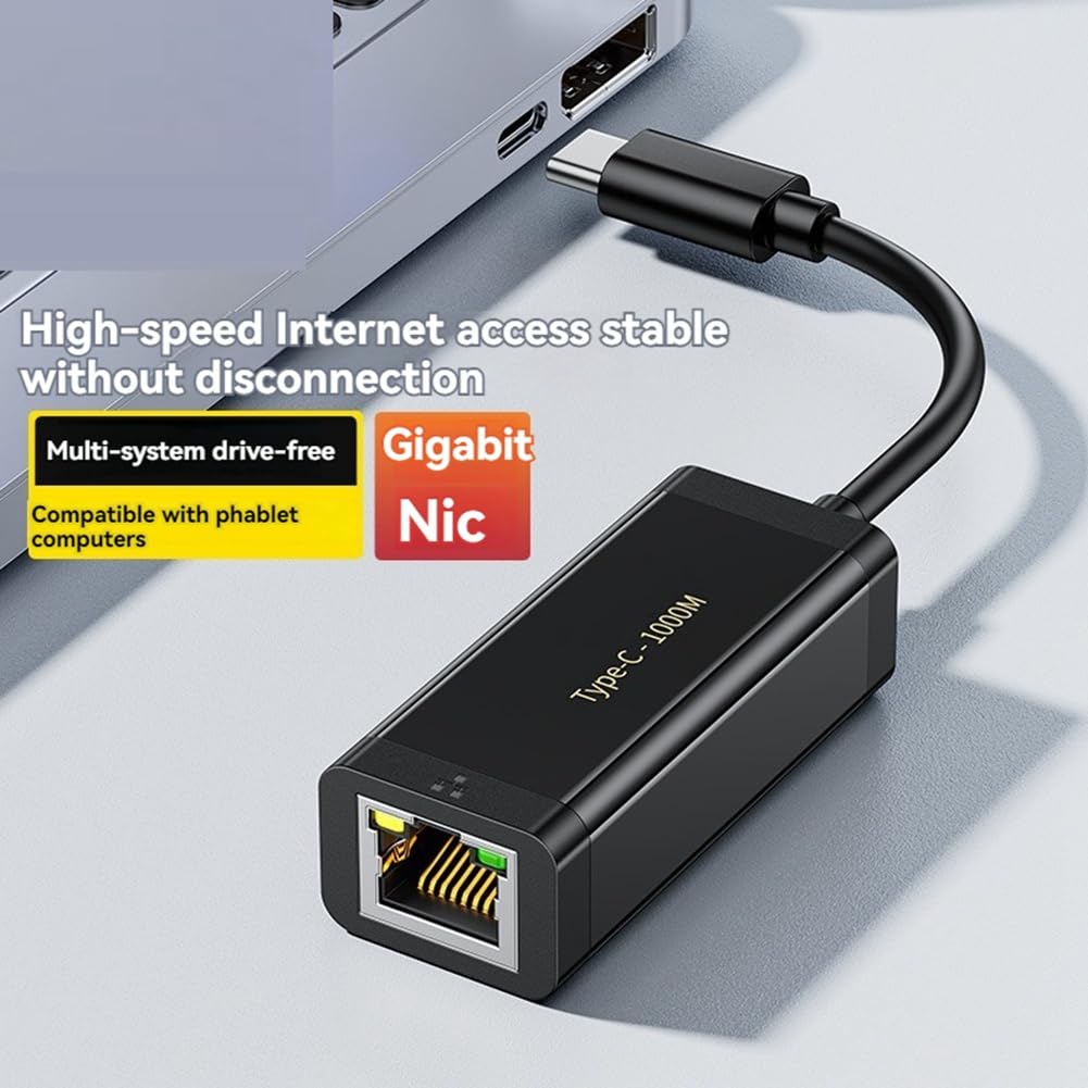 Adattatore Type-C A Gigabit Ethernet Scheda di Rete USB-C 1000Mbps Scheda di Rete Type-C A RJ45 LAN per Notebook Driver-Free